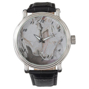 Montre Horse Watch, Pêche/Rose avec chiffres noirs
