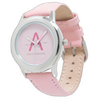 Hot rose moderne Script Girls Monogramme Nom