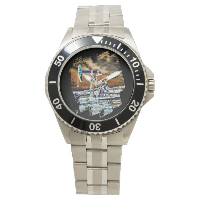 Montre Huile colorée Pompage de puits "Pumpjack" Unité Mo (devant)