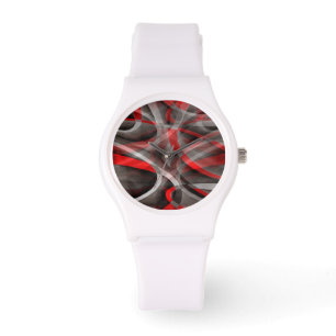 Montre Huit couches de courbes rouges, blanches et grises