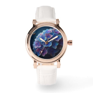 Montre Hydrangeas Floral Purple et Bleu