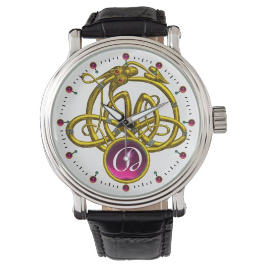 MONTRE HYPER DRAGON / GOLD CELTIC KNOTS MONOGRAMME DE PIE (devant)