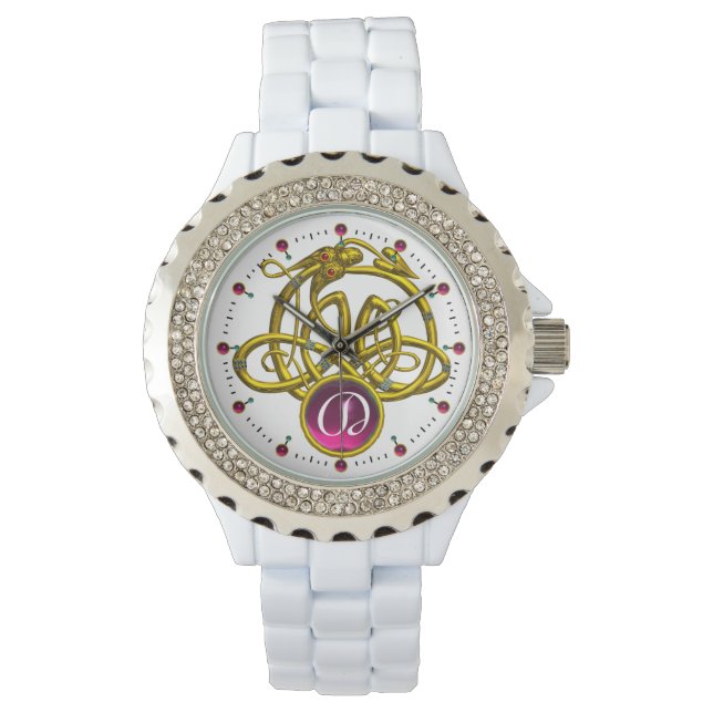 MONTRE HYPER DRAGON / GOLD CELTIC KNOTS MONOGRAMME DE PIE (devant)