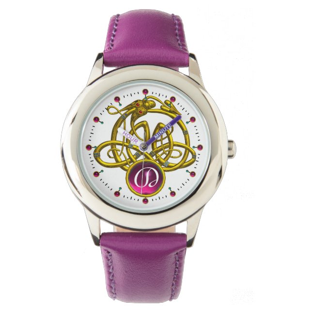 MONTRE HYPER DRAGON / GOLD CELTIC KNOTS MONOGRAMME DE PIE (devant)
