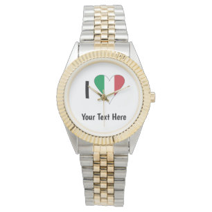 Montre I (Drapeau Italien Amour du Coeur) Votre texte