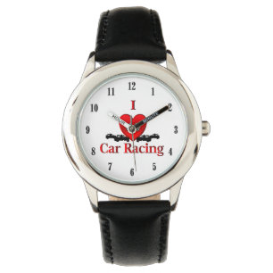 Montre I Heart Car Racing Numéros Noirs