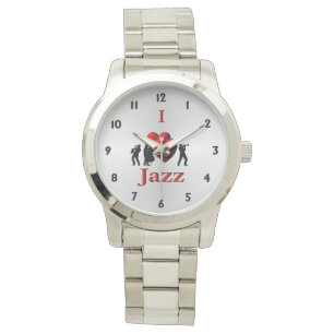Montre I Heart Jazz avec des chiffres noirs
