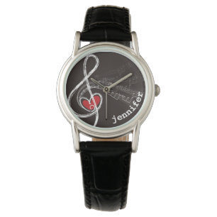 Montre I noir de clef triple de MUSIQUE de COEUR