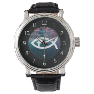 Montre Ichthus Symbole Christian Fish Crucifix