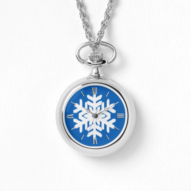 Montre Ikat Snowflake - Cobalt bleu et blanc (Recto)