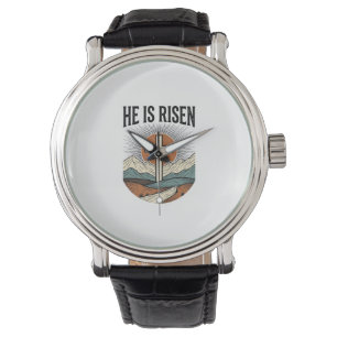 Montre Il Est Ressuscité Croix Lever de Soleil Chemise de