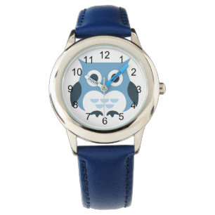Montre Illustration bleue mignonne de hibou