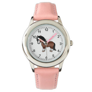 Montre Illustration de dessin animé mignon de poney Shetl