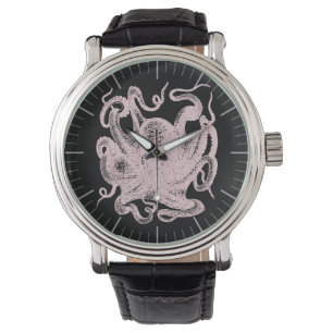 Montre Illustration de gravure de pieuvre vintage