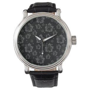 Montre Illustration de la fleur noire sur l'Arrière - pla