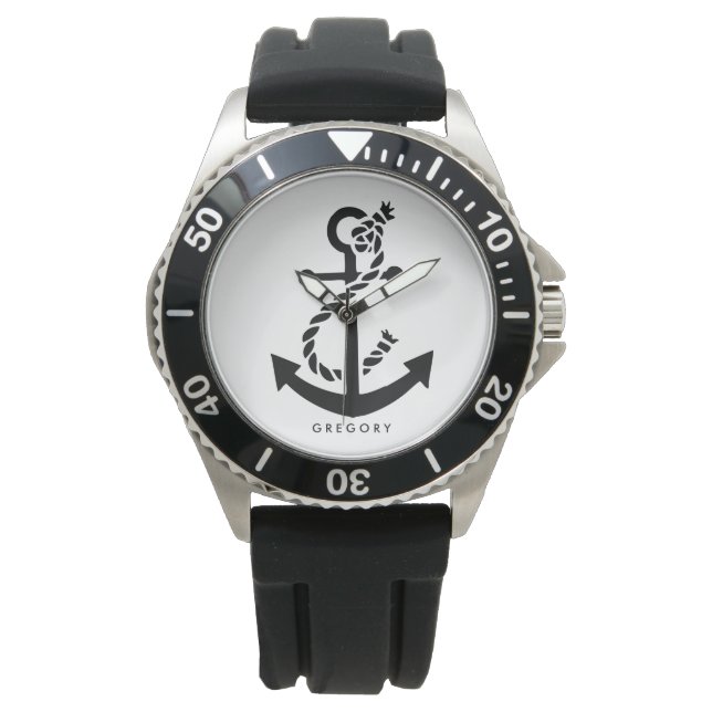 Montre Illustration de l'Ancre de bateau nautique noir et (devant)
