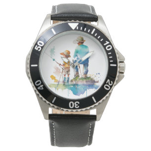 Montre Illustration de l'aquarelle Père et Fils Ai Art