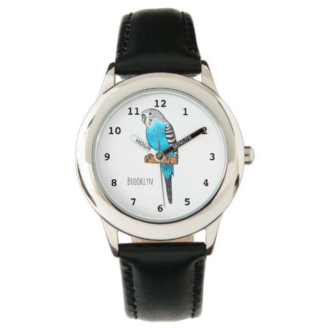 Montre Illustration de l'oiseau bleu budgerigar (devant)
