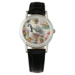 Montre Illustration de printemps d'oies de jardin de cott