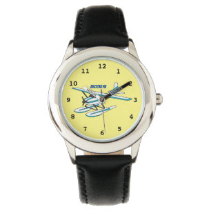 Montre Illustration d'hydravion bleu blanc