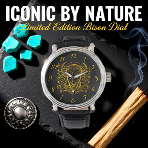 Montre Illustration du bison d'or entouré par la nature