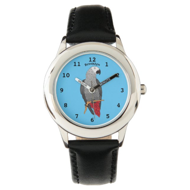 Montre Illustration d'un perroquet gris en Afrique (devant)