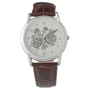 Montre Illustration florale vintage d'une fleur Rose