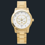 Montre Illustration Gold Justice Scale & Wreath<br><div class="desc">L'or cool donne une élégante échelle de justice et la couronne sur arrière - plan blanc.</div>