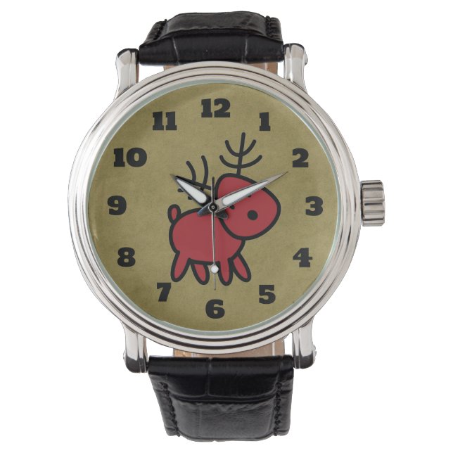 Montre Illustration Red Christmas Reindeer (devant)