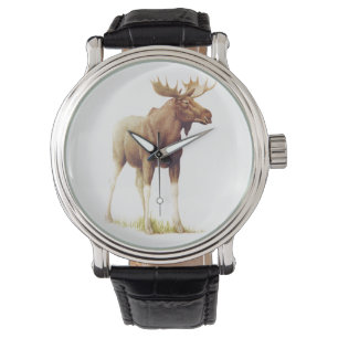 Montre Illustration vintage d'orignaux, dessin animal