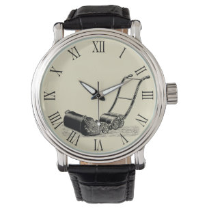 Montre Illustration vintage tondeuse de pelouse chiffres 