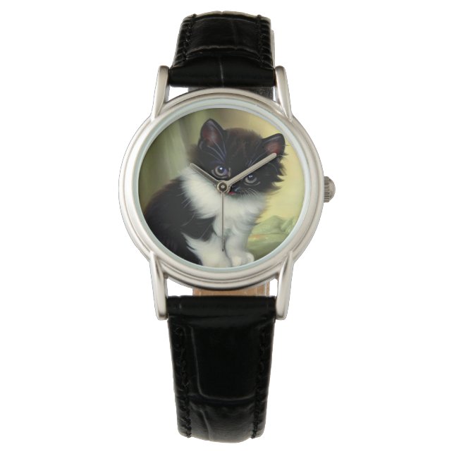 Montre Illustration vintage Tuxedo Kitten (devant)