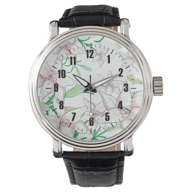 Montre Illustration White Lilies (devant)