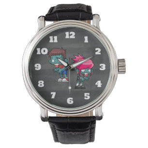 Montre Illustration Zombie de garçon mignonne et fille de