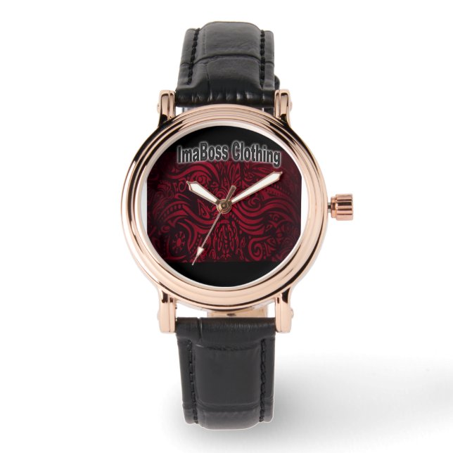 Montre ImaBossVêtements Marque Carré parfait Cuir noir (Recto)