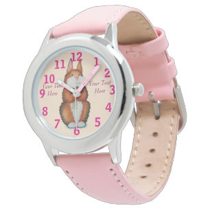 Montre image de lapin brun mignon de sourire