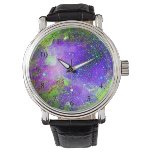 Montre image de l'espace Galaxy violet et vert Nebula.