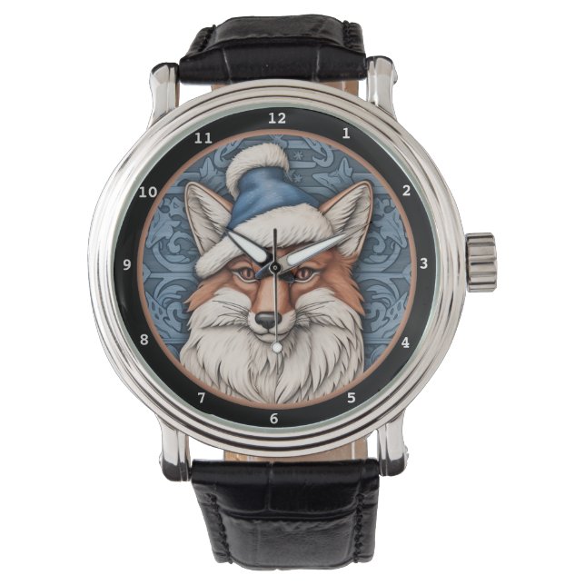 Montre Image de renard charmant avec un chapeau de Noël b (devant)