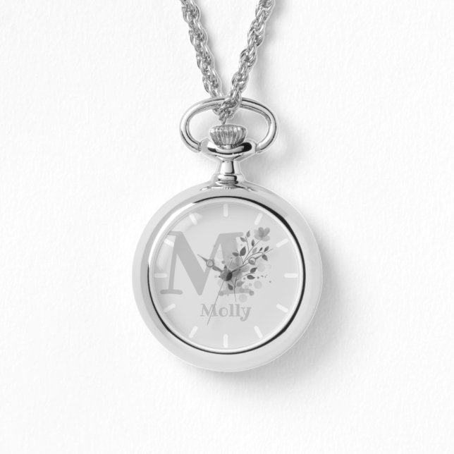 Montre Image floral avec chiffres, nom et initiales dames (Recto)
