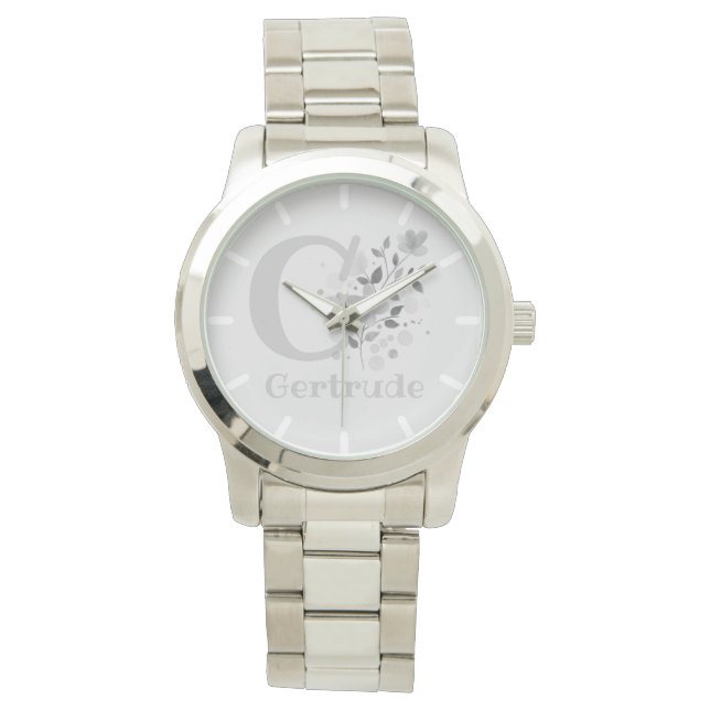 Montre Image florale avec chiffres, nom et femmes initial (devant)