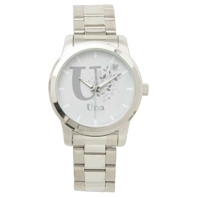 Montre Image florale avec chiffres, nom et initiale dames (devant)