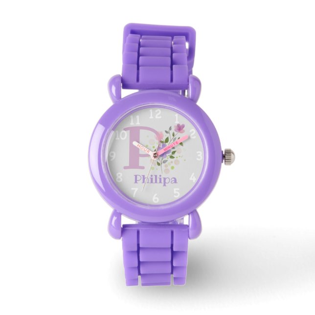 Montre Image florale avec chiffres, nom et initiale de l' (Recto)