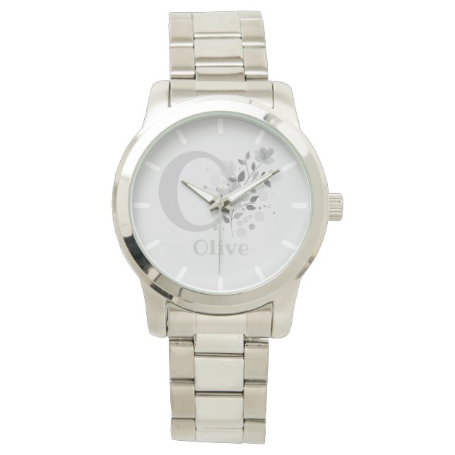 Montre Image florale avec chiffres, nom et initiales dame (devant)