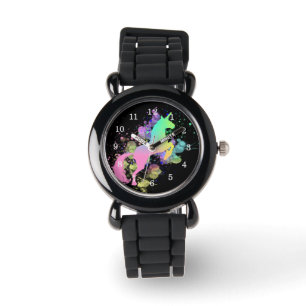 Montre Imaginaire à éclaboussure couleur Rainbow Unicorn