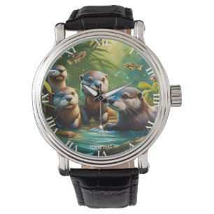Montre Imaginaire Cute Vivid Otter Poisson Famille