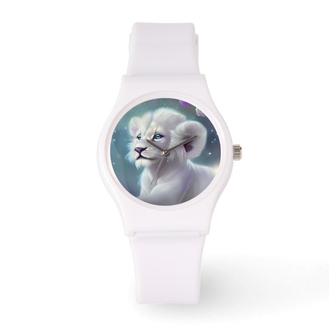 Montre Imaginaire Lion Bébé Blanc (Recto)