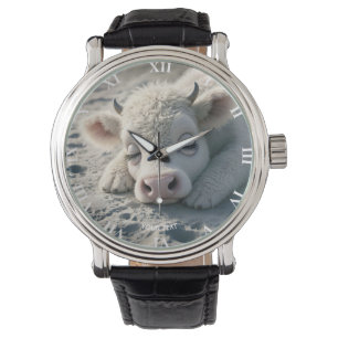 Montre Imaginaire mignon bébé vache dormant
