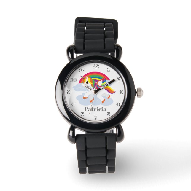 Montre Imaginaire mignon licorn arc-en-ciel ajouter nom m (Recto)