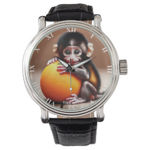 Montre Imaginaire mignon singe bébé orange