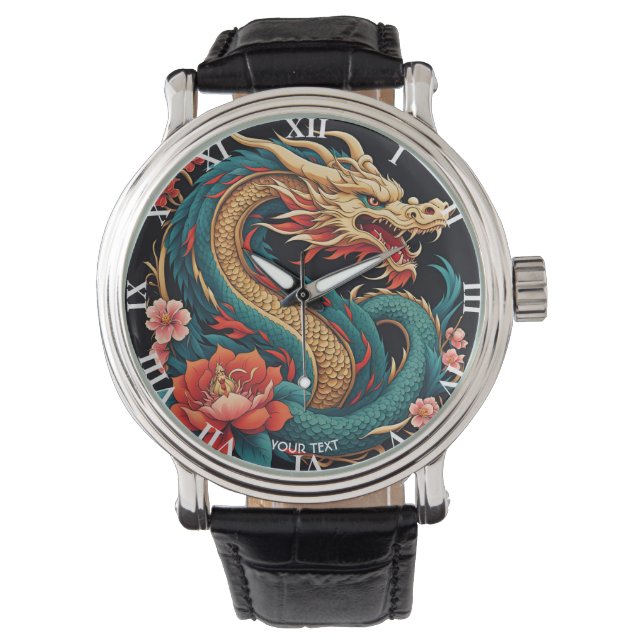 Montre Imaginaire mignonne Vivid Bleu Jaune Dragon (devant)